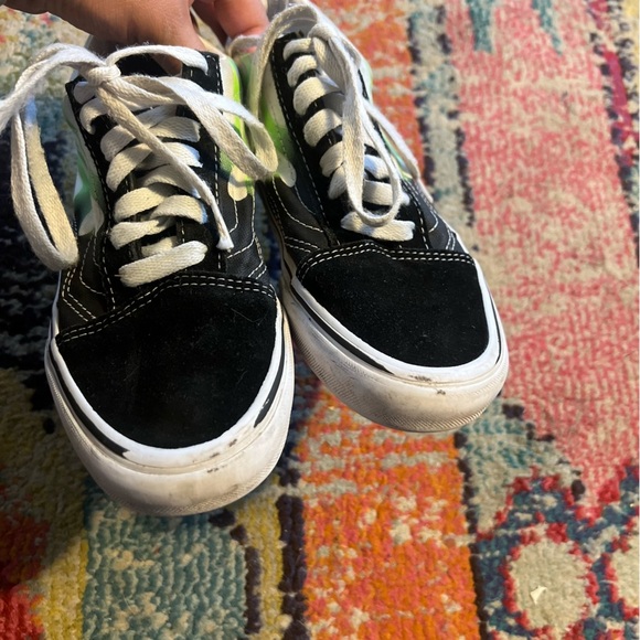 Vans Black and Neon Green Sneakers Womens 5.5 - Picture 3 of 7